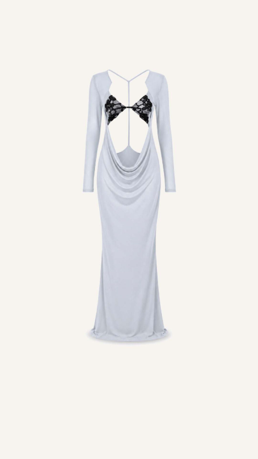 Draped Cutout Long-Sleeve Maxi Dress