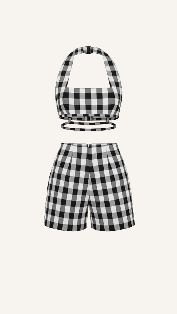 Gingham Halter Top and Shorts Set