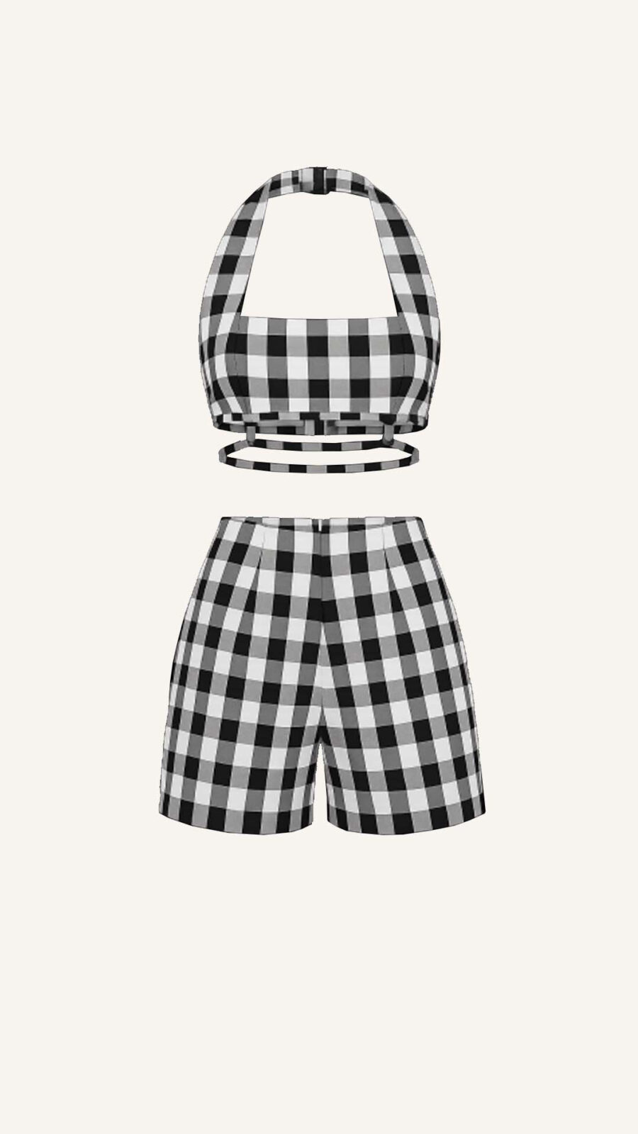 Gingham Halter Top and Shorts Set