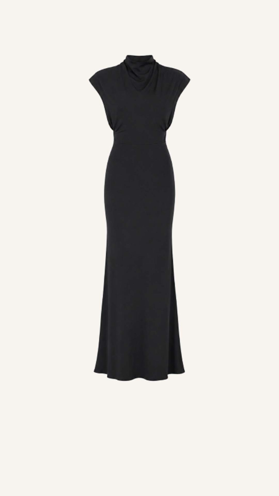 High-Neck Cap-Sleeve Maxi Dress