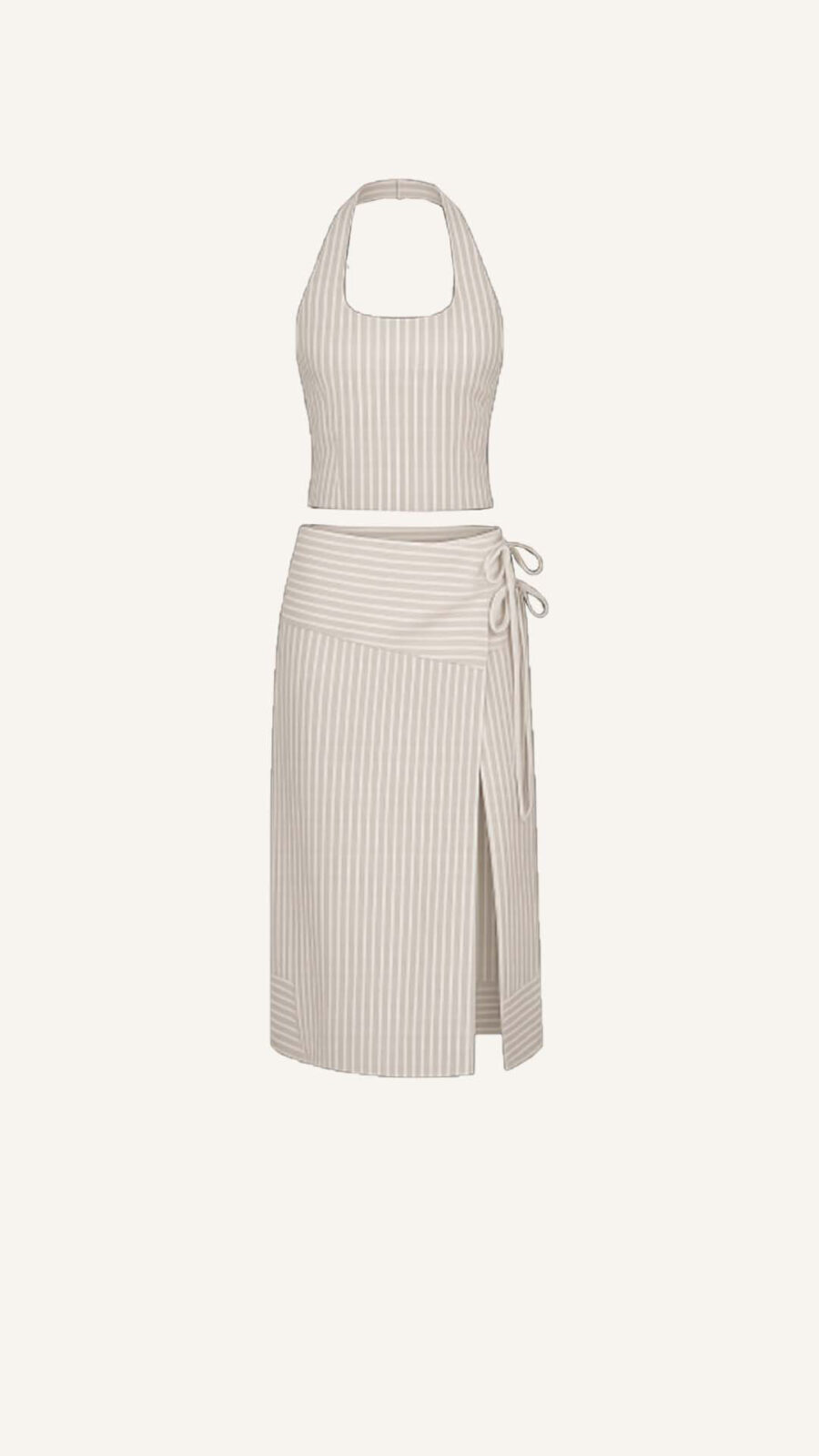 Pinstripe Halter Top and Midi Skirt Set