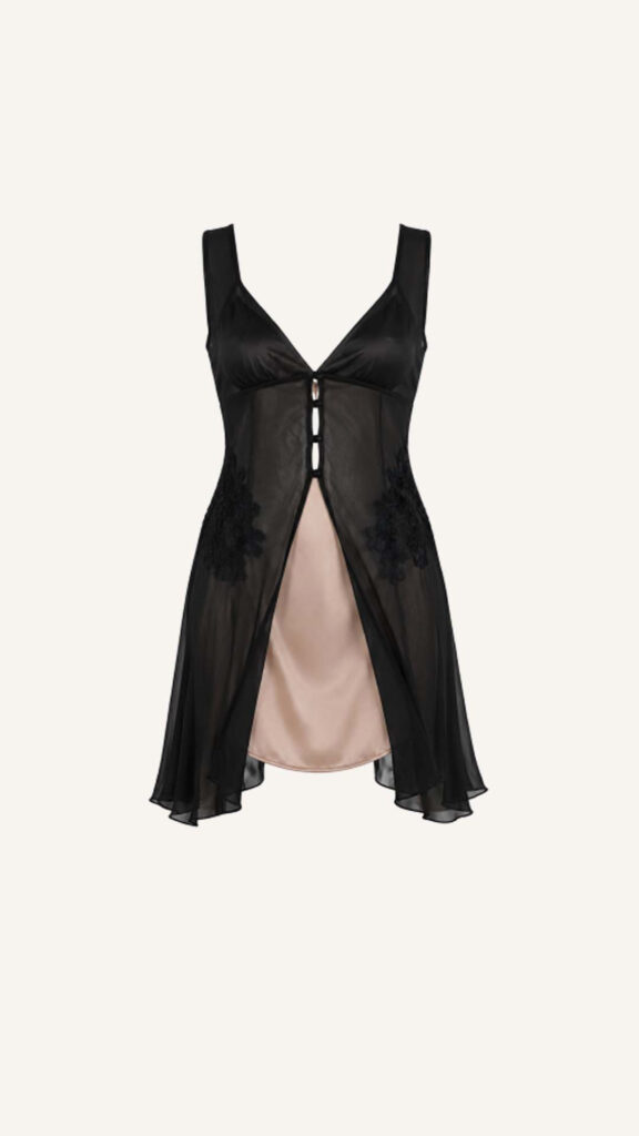 Sheer-Panel Button Mini Dress