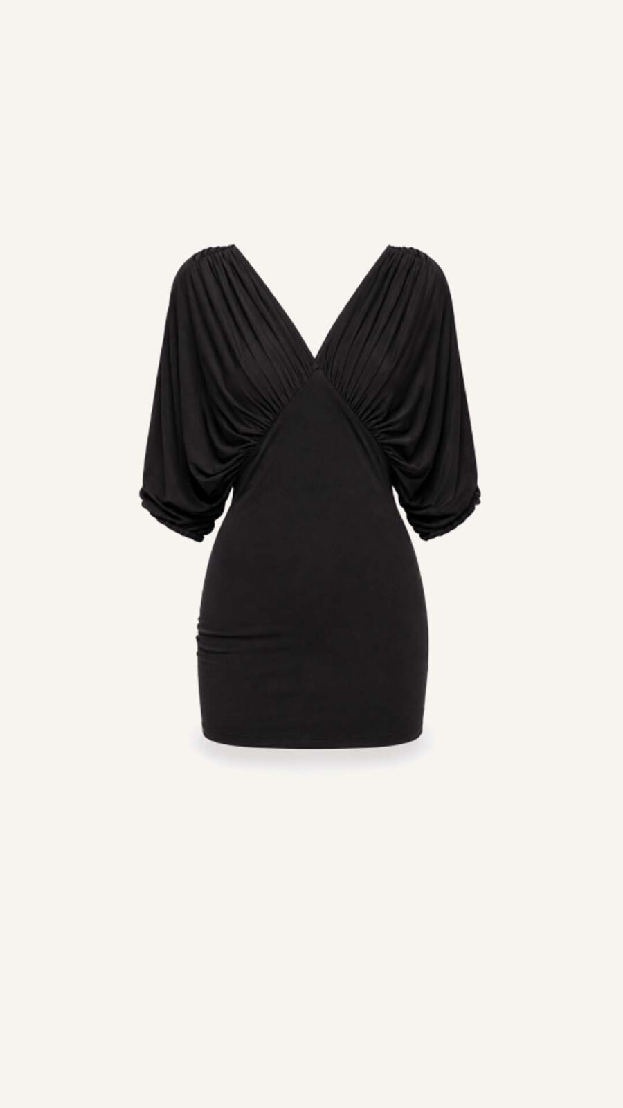 Draped Puff-Sleeve Mini Dress