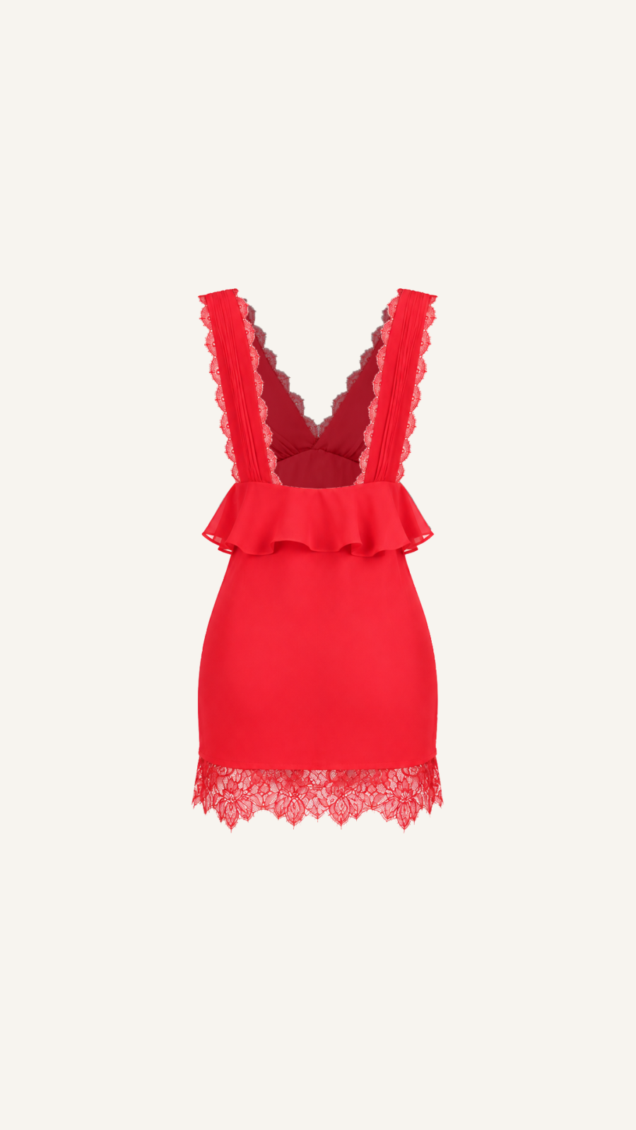 Lace-Trim Ruffle Mini Dress
