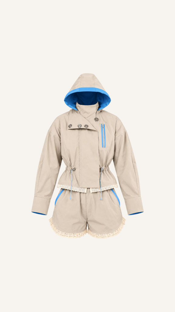 Contrast-Trim Hooded Jacket