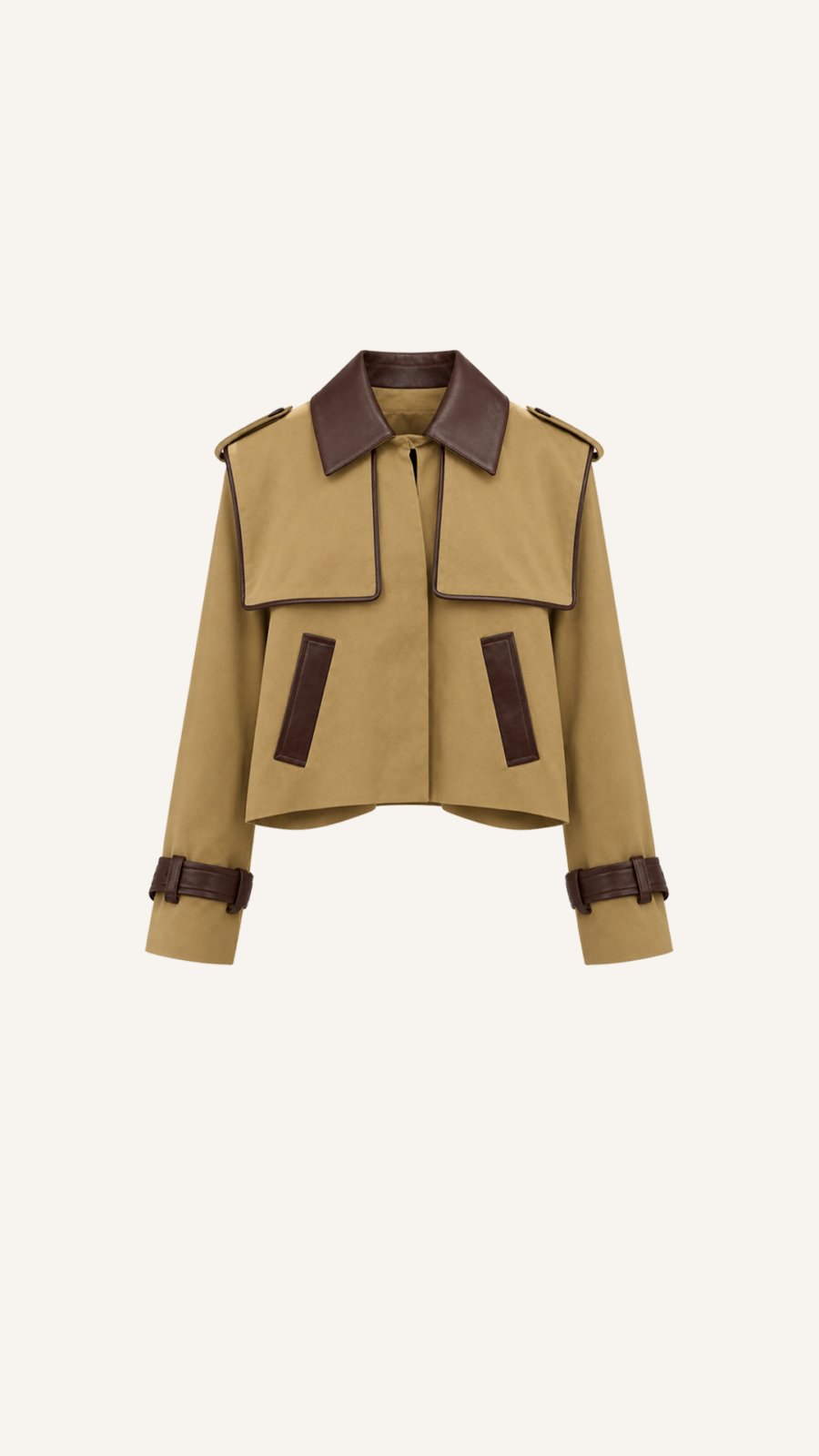 Leather-Trim Cotton Jacket