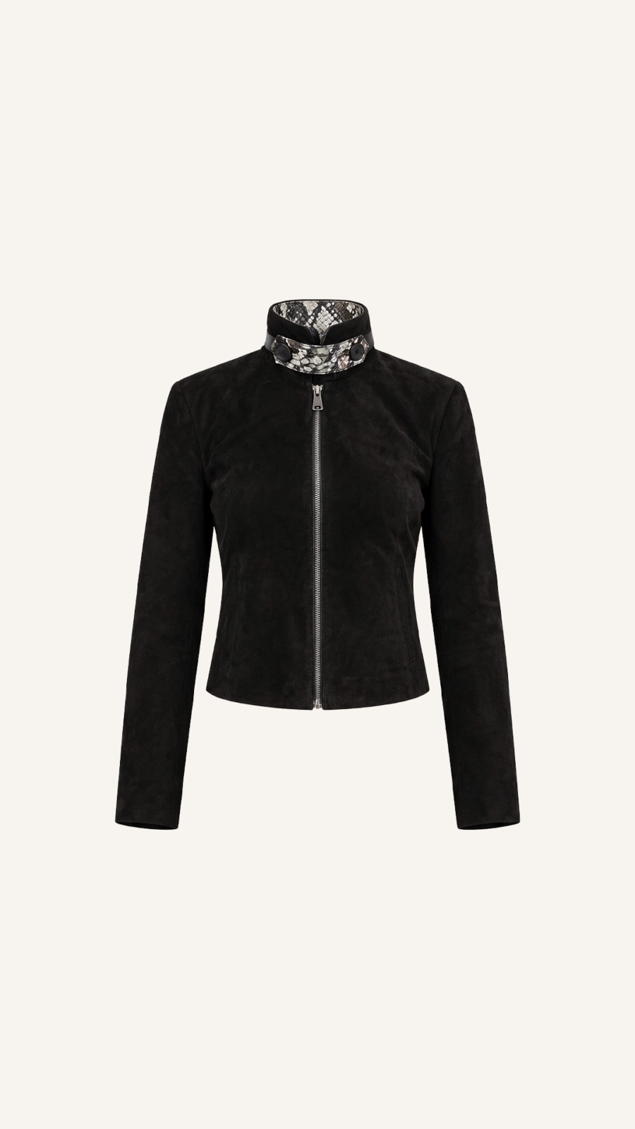 Embellished-Collar Leather Jacket