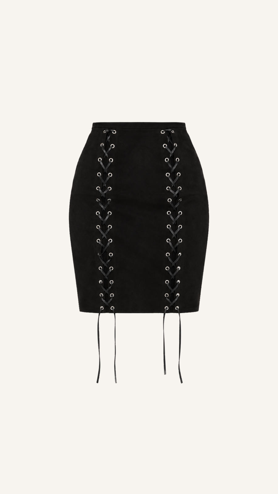 Lace-Up Leather Mini Skirt