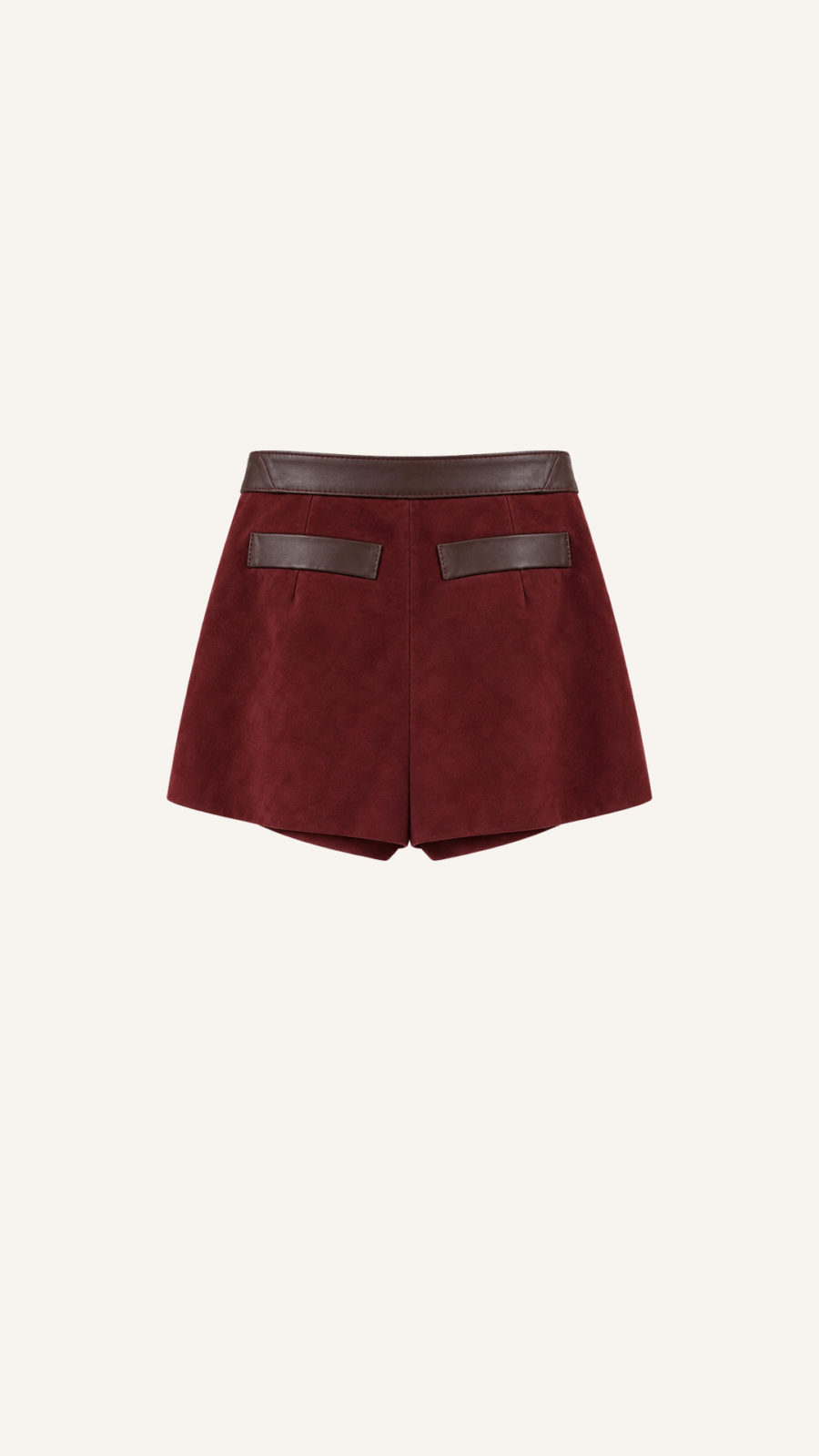 Leather-Waist Shorts